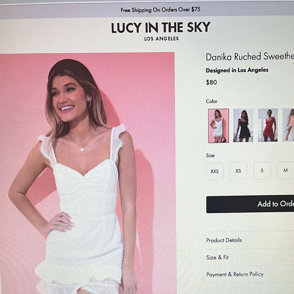 Lucy in the sky dress Danika white small NWOT
